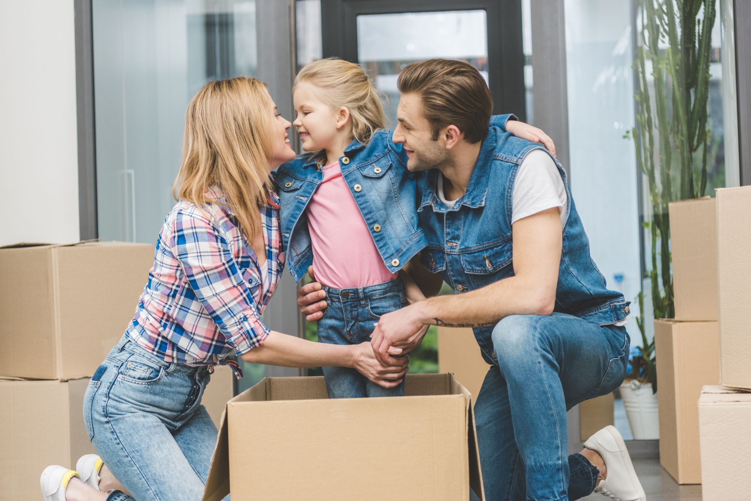 A young family moving into a new home